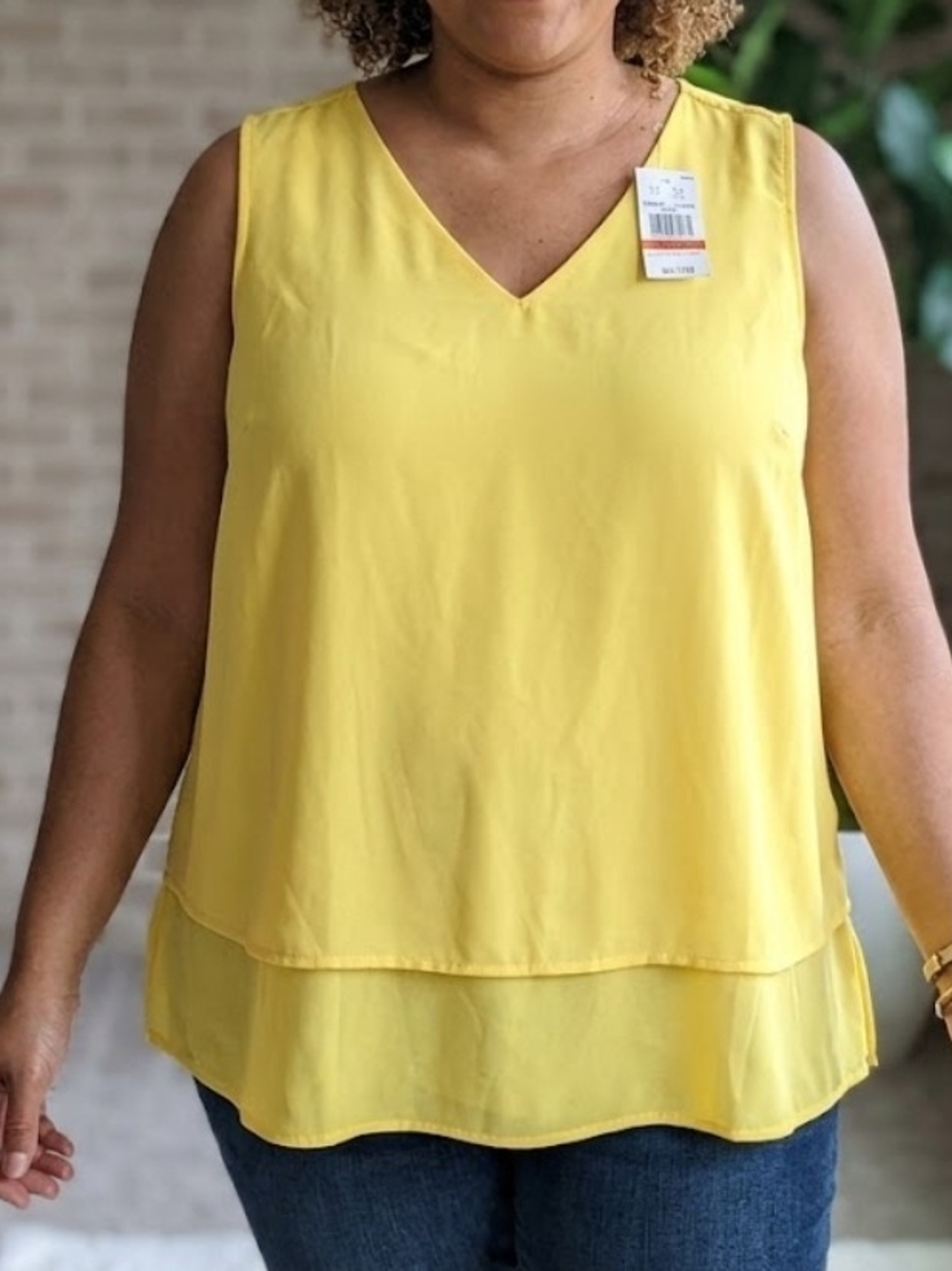 Michael Kors Yellow Layered V-Neck Sleeveless Camisole Size 3X